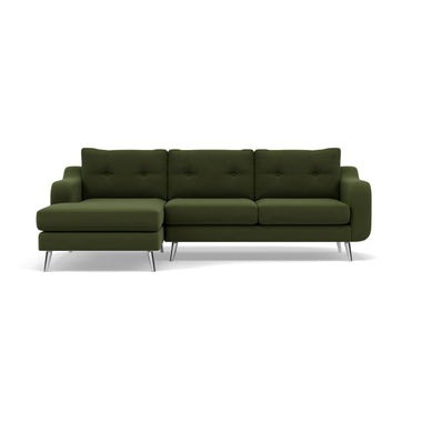 Phoebe Large Chaise Sofa - Large Chaise Sofa LHF Standard Back Grade B - Left Hand Facing Sterling Home 25 Plush Velvet Vine Chrome