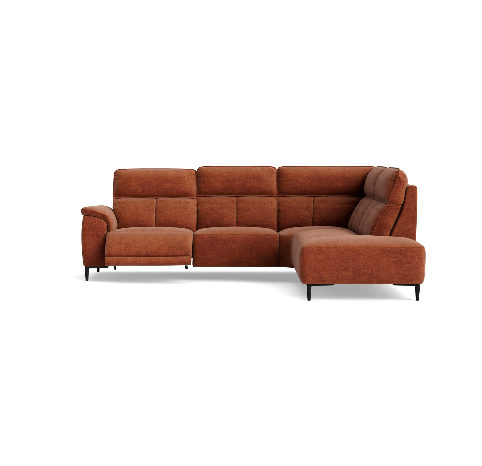 Loma Large Corner Sofa - Combination 2 Right Terminal with 2.5 Left Power 2 Pieces Fabric - Right Hand Facing - Power Recliner with USB Corner Sofas Sterling Home 4 FAB-NTS - 17 TERRACOTTA