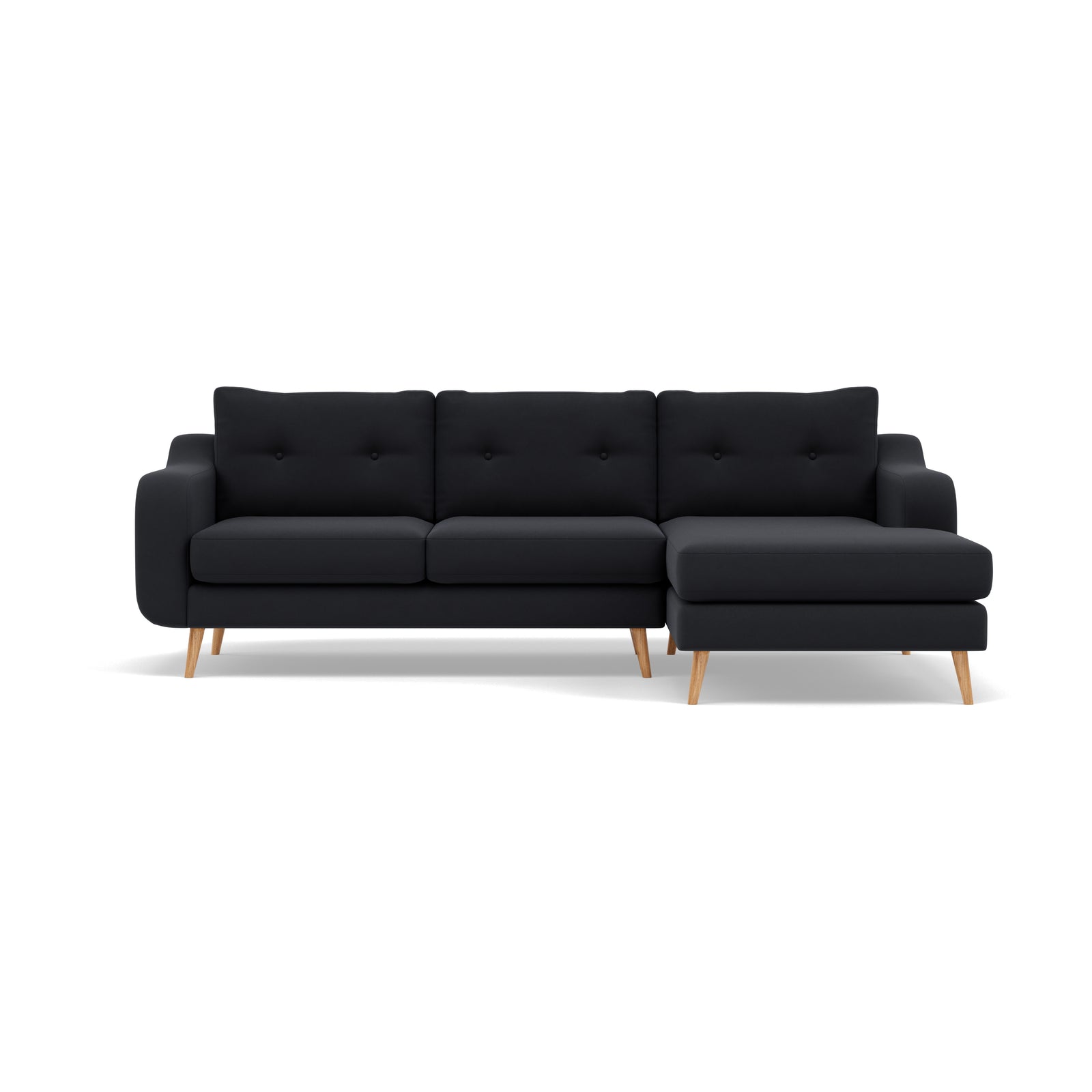 Phoebe Large Chaise Sofa - Large Chaise Sofa RHF Standard Back Grade B - Right Hand Facing Sterling Home 4 Plush Velvet Charcoal Natural