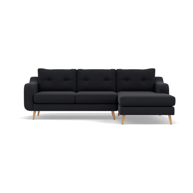Phoebe Large Chaise Sofa - Large Chaise Sofa RHF Standard Back Grade B - Right Hand Facing Sterling Home 4 Plush Velvet Charcoal Natural