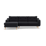 Phoebe Large Chaise Sofa - Large Chaise Sofa LHF Standard Back Grade B - Left Hand Facing Sterling Home 4 Plush Velvet Charcoal Natural