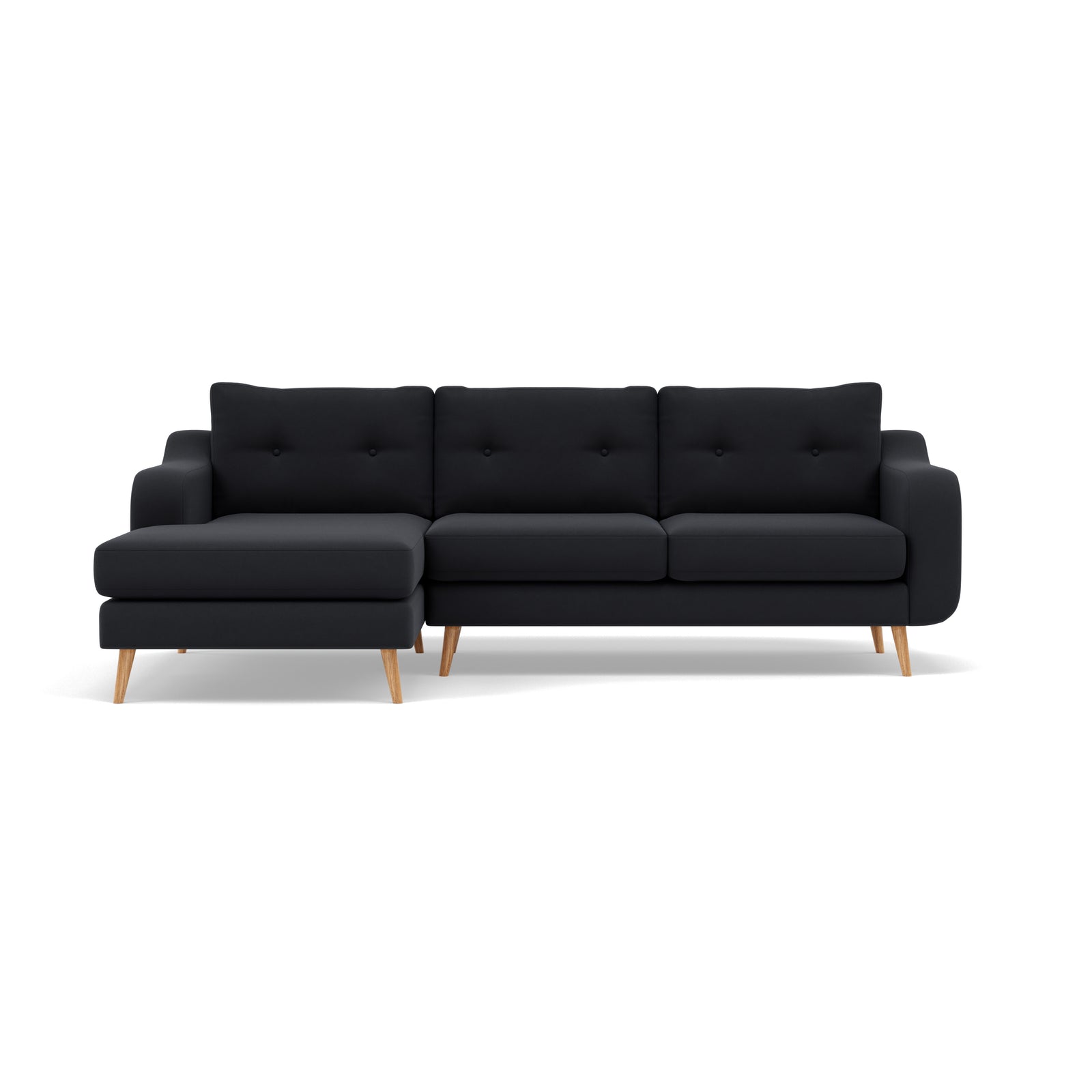 Phoebe Large Chaise Sofa - Large Chaise Sofa LHF Standard Back Grade B - Left Hand Facing Sterling Home 4 Plush Velvet Charcoal Natural
