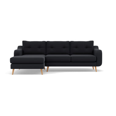 Phoebe Large Chaise Sofa - Large Chaise Sofa LHF Standard Back Grade B - Left Hand Facing Sterling Home 4 Plush Velvet Charcoal Natural