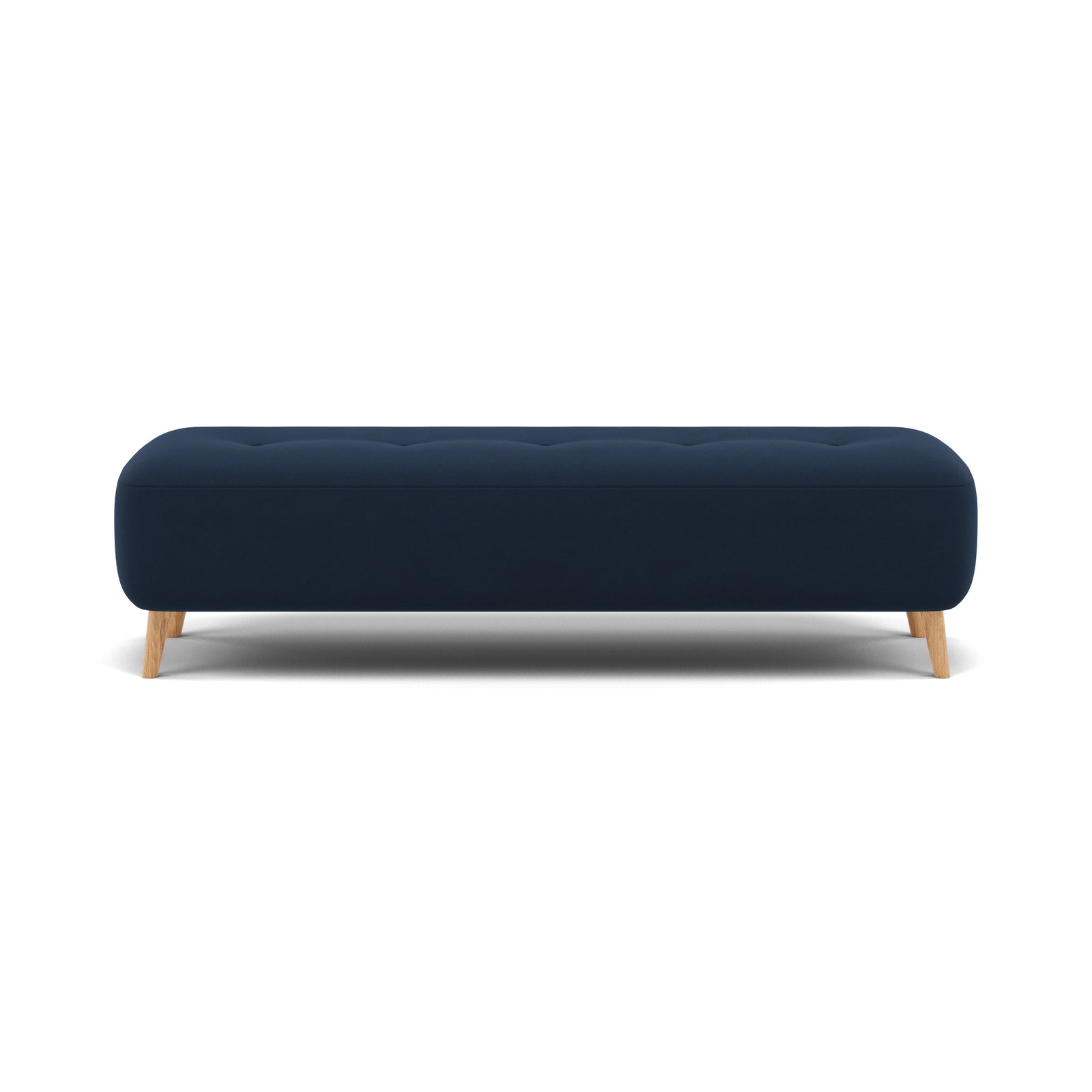 Phoebe Footstool - Medium Bench Stool Grade B Sterling Home 8 Plush Velvet Indigo Natural