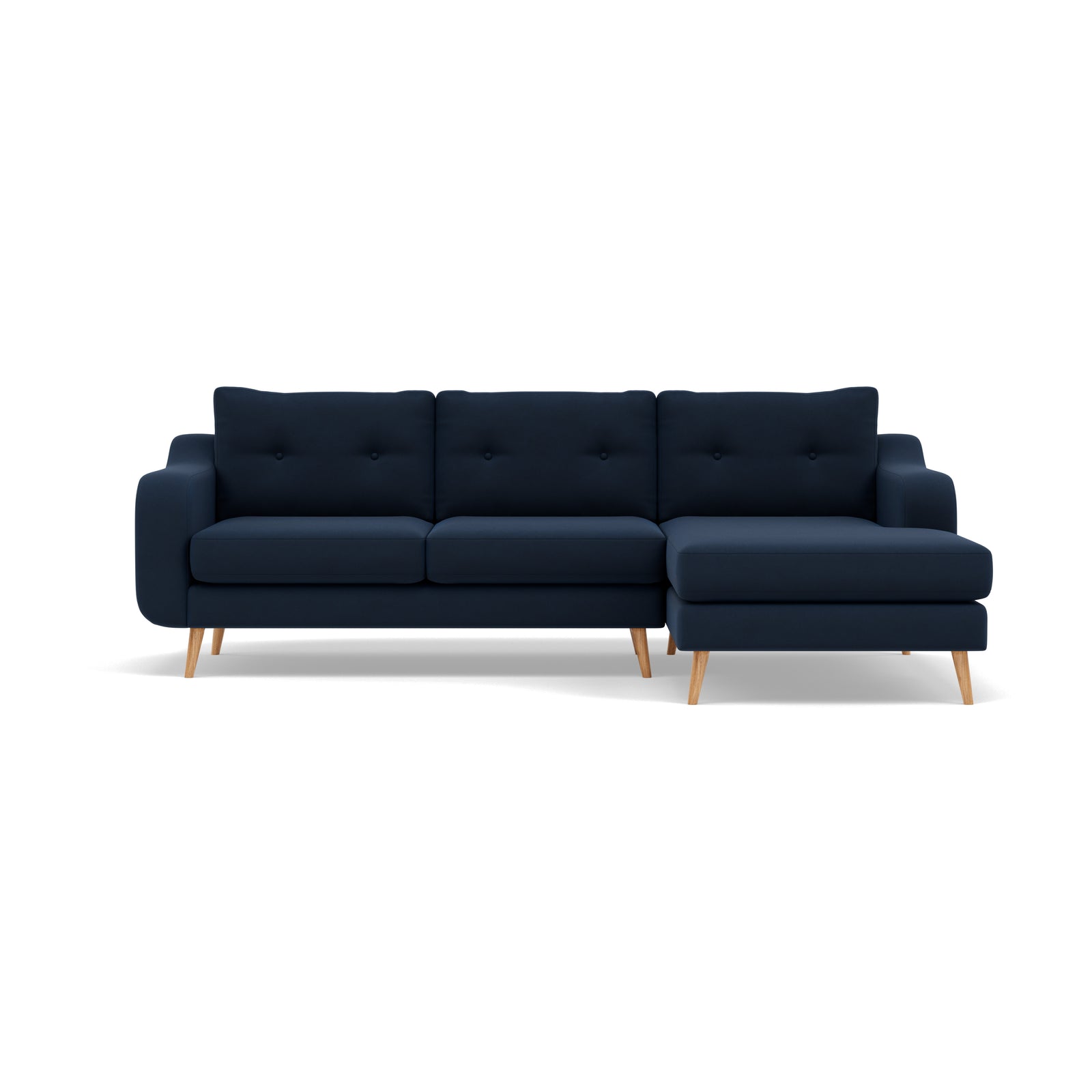 Phoebe Large Chaise Sofa - Large Chaise Sofa RHF Standard Back Grade B - Right Hand Facing Sterling Home 8 Plush Velvet Indigo Natural