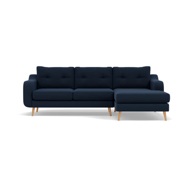 Phoebe Large Chaise Sofa - Large Chaise Sofa RHF Standard Back Grade B - Right Hand Facing Sterling Home 8 Plush Velvet Indigo Natural