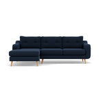 Phoebe Large Chaise Sofa - Large Chaise Sofa LHF Standard Back Grade B - Left Hand Facing Sterling Home 8 Plush Velvet Indigo Natural