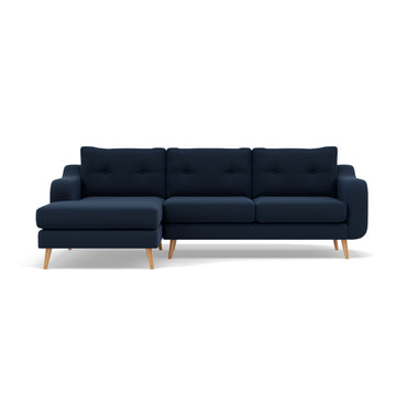 Phoebe Large Chaise Sofa - Large Chaise Sofa LHF Standard Back Grade B - Left Hand Facing Sterling Home 8 Plush Velvet Indigo Natural