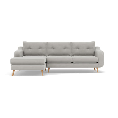 Phoebe Large Chaise Sofa - Large Chaise Sofa LHF Standard Back Grade B - Left Hand Facing Sterling Home 16 Plush Velvet Silver Natural