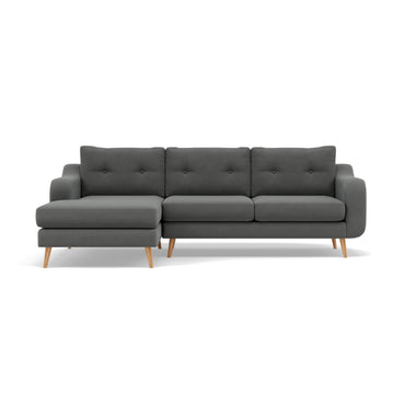 Phoebe Large Chaise Sofa - Large Chaise Sofa LHF Standard Back Grade B - Left Hand Facing Sterling Home 20 Plush Velvet Slate Natural