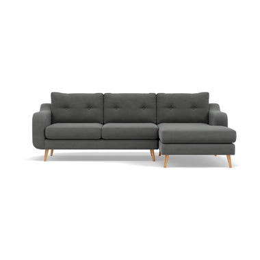 Phoebe Large Chaise Sofa - Large Chaise Sofa RHF Standard Back Grade B - Right Hand Facing Sterling Home 20 Plush Velvet Slate Natural