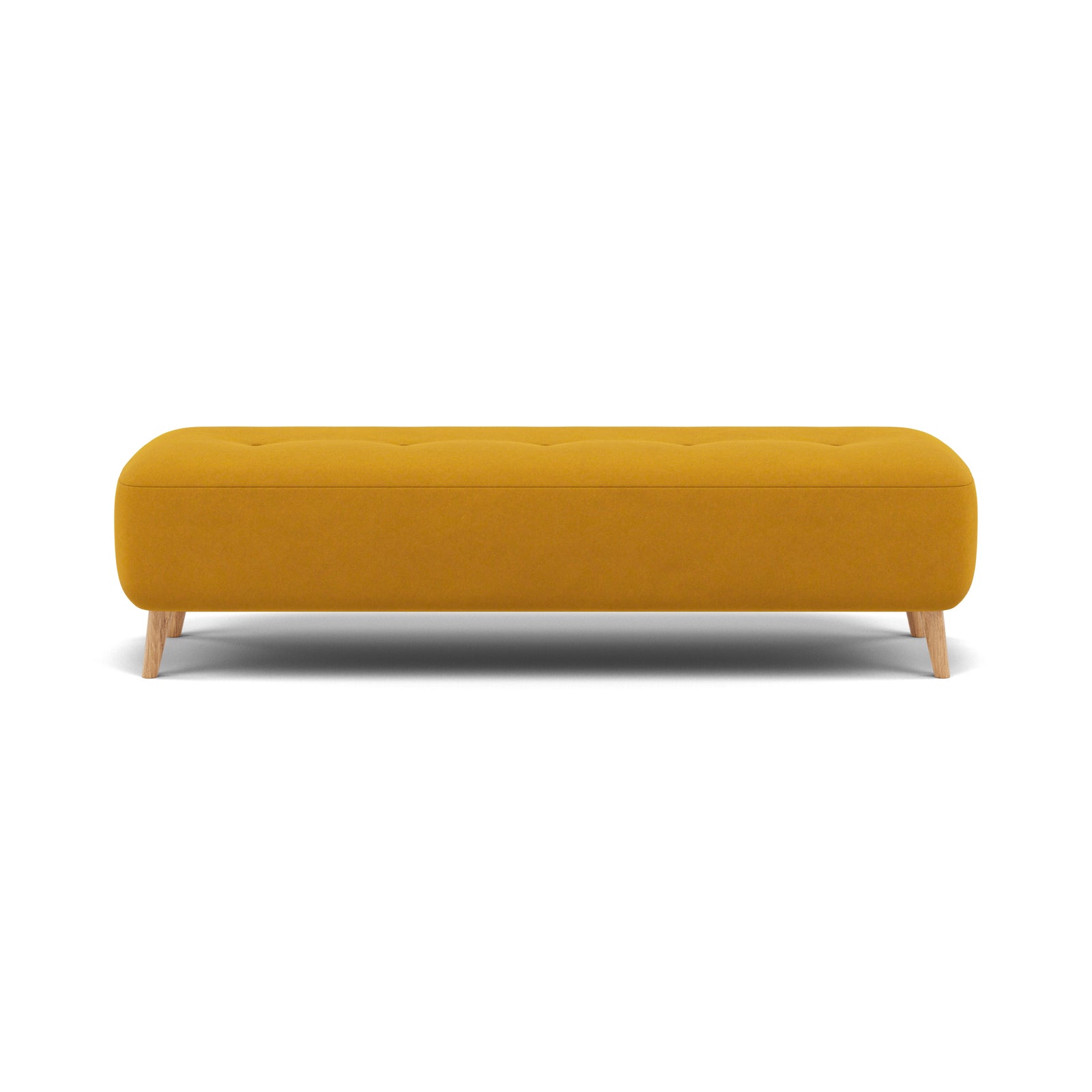 Phoebe Footstool - Medium Bench Stool Grade B Sterling Home 24 Plush Velvet Turmeric Natural