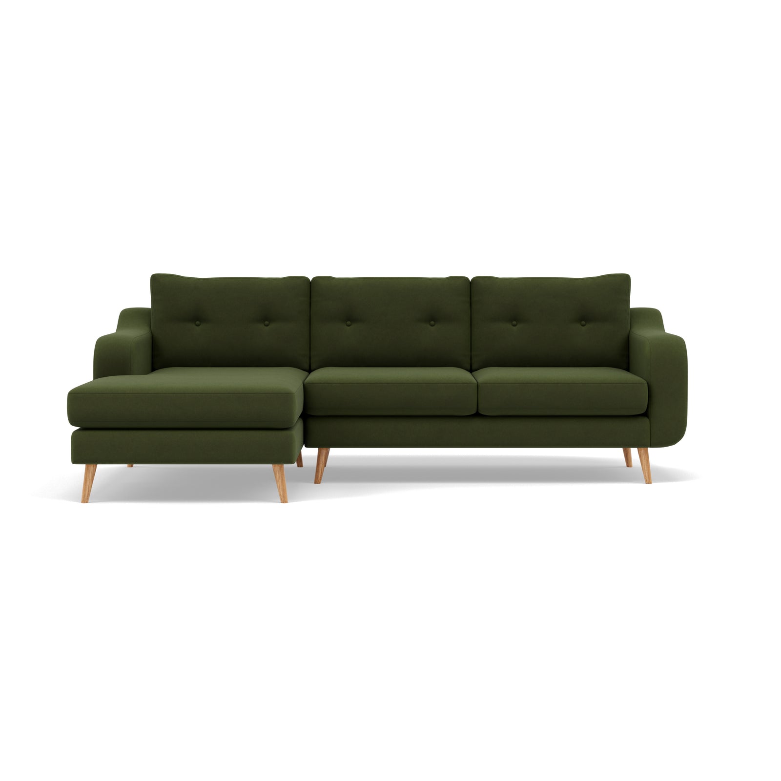 Phoebe Large Chaise Sofa - Large Chaise Sofa LHF Standard Back Grade B - Left Hand Facing Sterling Home 20 Plush Velvet Vine Natural
