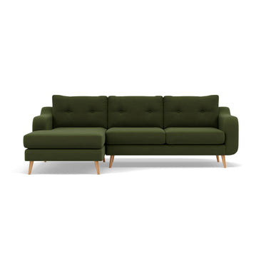 Phoebe Large Chaise Sofa - Large Chaise Sofa LHF Standard Back Grade B - Left Hand Facing Sterling Home 24 Plush Velvet Vine Natural