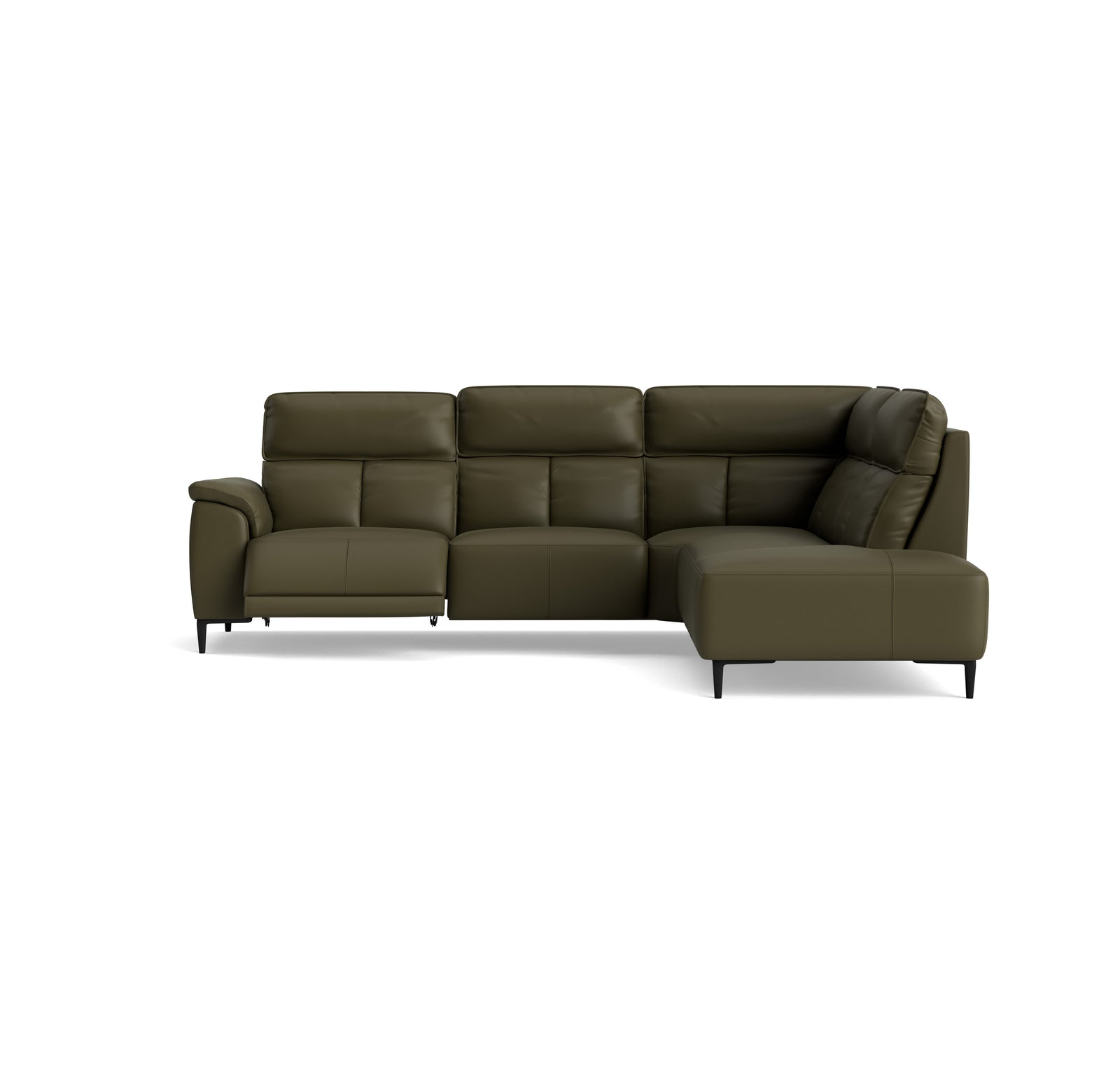 Loma Large Corner Sofa - Combination 2 Right Terminal with 2.5 Left Power 2 Pieces Cat 20S - Right Hand Facing - Power Recliner with USB Corner Sofas Sterling Home 9 NWS-548E DARK OLIVE