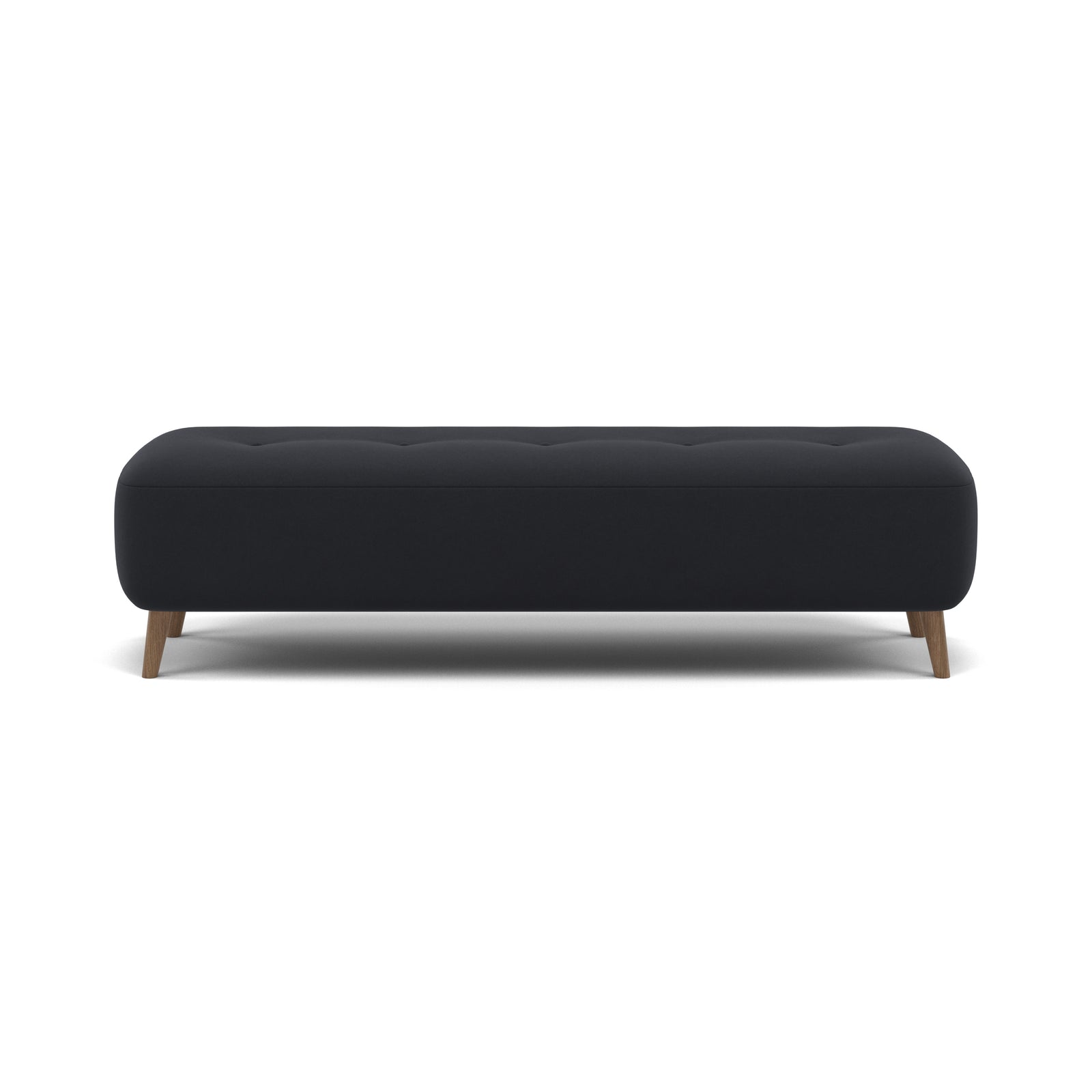 Phoebe Footstool - Medium Bench Stool Grade B Sterling Home 3 Plush Velvet Charcoal Weathered Oak