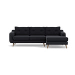 Phoebe Large Chaise Sofa - Large Chaise Sofa RHF Standard Back Grade B - Right Hand Facing Sterling Home 3 Plush Velvet Charcoal Weathered Oak