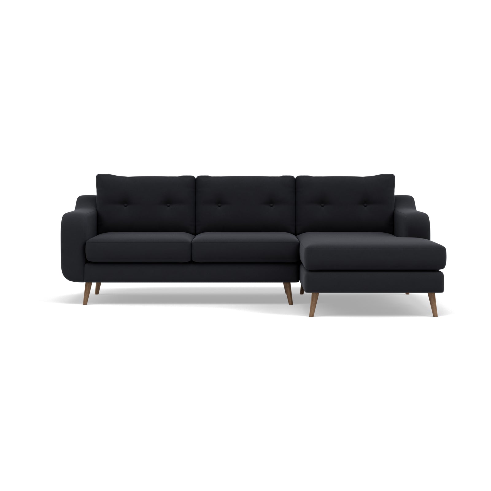Phoebe Large Chaise Sofa - Large Chaise Sofa RHF Standard Back Grade B - Right Hand Facing Sterling Home 3 Plush Velvet Charcoal Weathered Oak