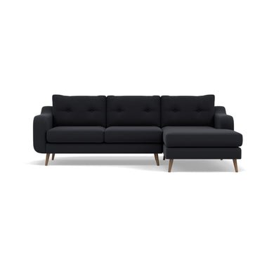 Phoebe Large Chaise Sofa - Large Chaise Sofa RHF Standard Back Grade B - Right Hand Facing Sterling Home 3 Plush Velvet Charcoal Weathered Oak