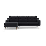 Phoebe Large Chaise Sofa - Large Chaise Sofa LHF Standard Back Grade B - Left Hand Facing Sterling Home 3 Plush Velvet Charcoal Weathered Oak