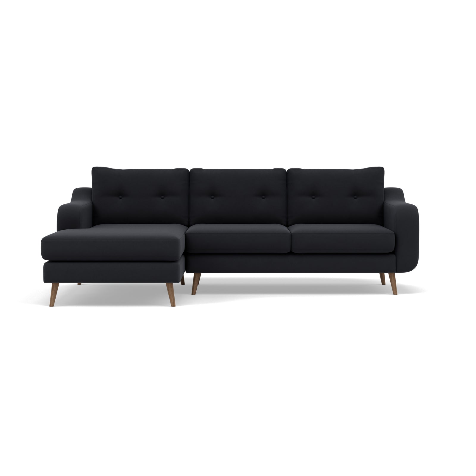 Phoebe Large Chaise Sofa - Large Chaise Sofa LHF Standard Back Grade B - Left Hand Facing Sterling Home 3 Plush Velvet Charcoal Weathered Oak