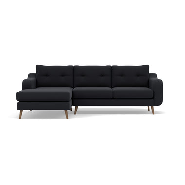 Phoebe Large Chaise Sofa - Large Chaise Sofa LHF Standard Back Grade B - Left Hand Facing Sterling Home 3 Plush Velvet Charcoal Weathered Oak