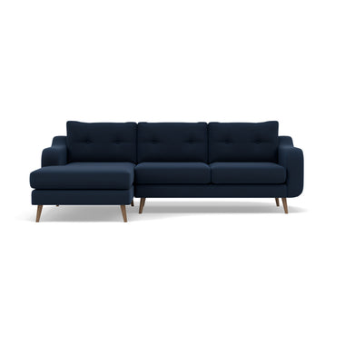 Phoebe Large Chaise Sofa - Large Chaise Sofa LHF Standard Back Grade B - Left Hand Facing Sterling Home 7 Plush Velvet Indigo Weathered Oak