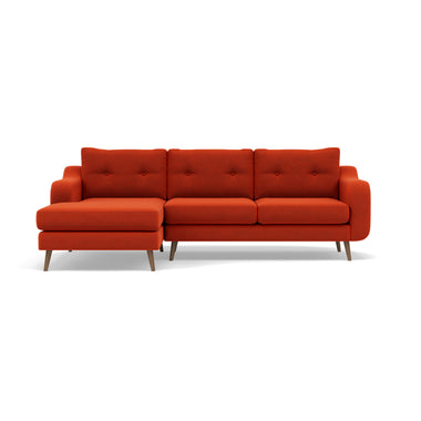 Phoebe Large Chaise Sofa - Large Chaise Sofa LHF Standard Back Grade B - Left Hand Facing Sterling Home 11 Plush Velvet Paprika Weathered Oak
