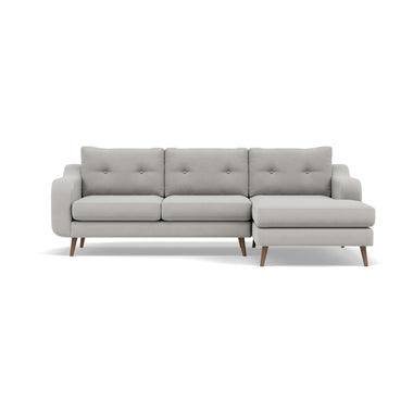 Phoebe Large Chaise Sofa - Large Chaise Sofa RHF Standard Back Grade B - Right Hand Facing Sterling Home 15 Plush Velvet Silver Weathered Oak