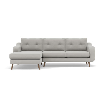 Phoebe Large Chaise Sofa - Large Chaise Sofa LHF Standard Back Grade B - Left Hand Facing Sterling Home 15 Plush Velvet Silver Weathered Oak
