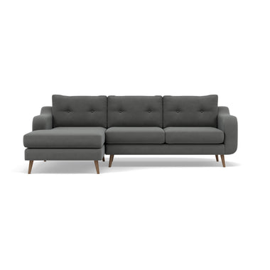 Phoebe Large Chaise Sofa - Large Chaise Sofa LHF Standard Back Grade B - Left Hand Facing Sterling Home 19 Plush Velvet Slate Weathered Oak