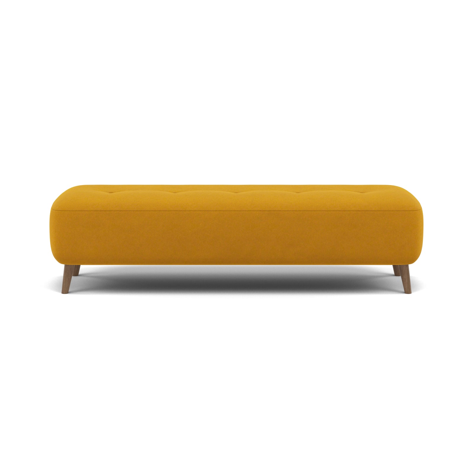 Phoebe Footstool - Medium Bench Stool Grade B Sterling Home 23 Plush Velvet Turmeric Weathered Oak