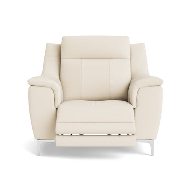 Nicoletti Carmen Recliner Armchair - Power Recliner Chair CB - Power Recliner with USB Sterling Home 3 Feet: Shiny Metal Torello PS Bianco 93