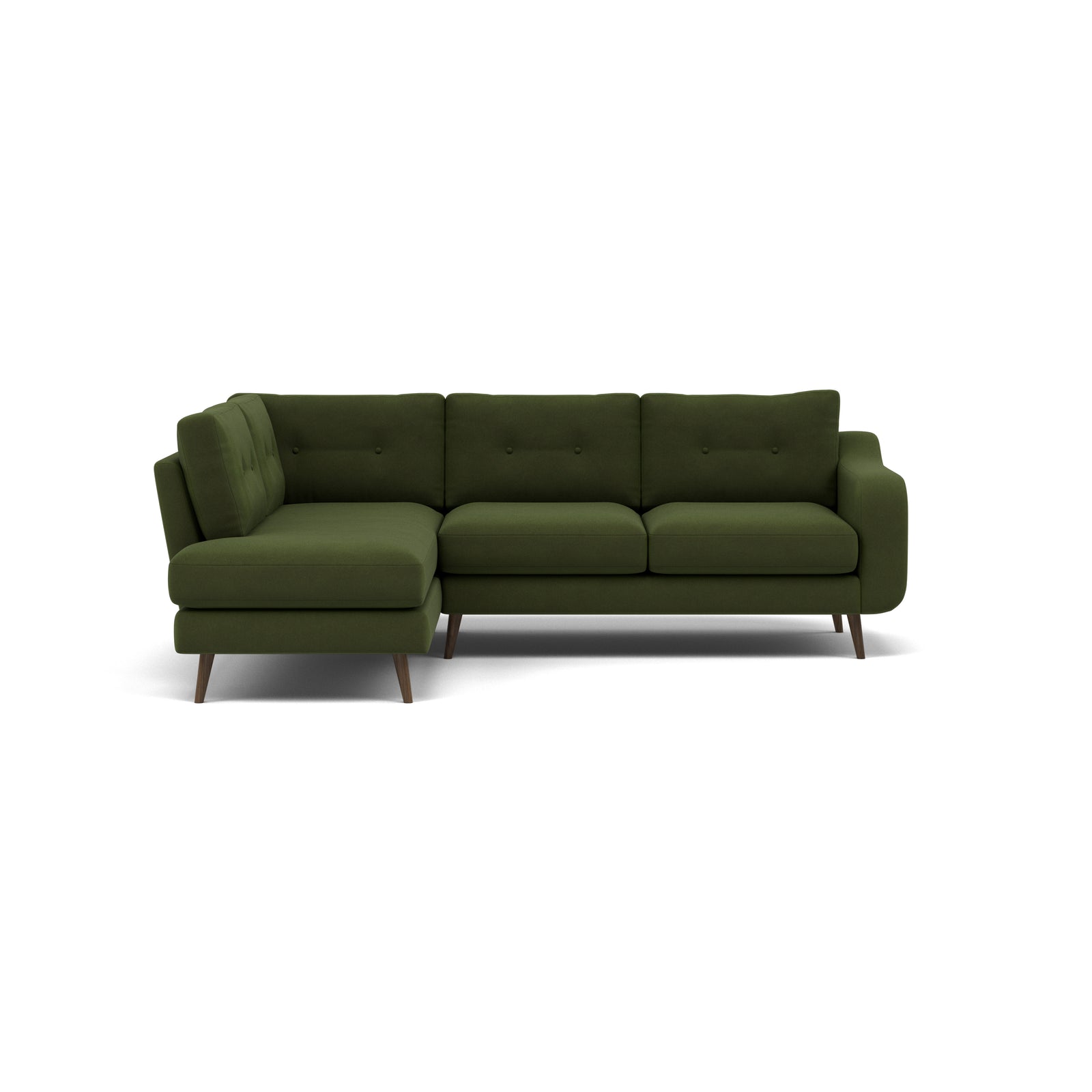 Phoebe Corner Sofa - Corner Group LHF Grade B - Left Hand Facing Corner Sofas Sterling Home 19 Plush Velvet Vine American Walnut