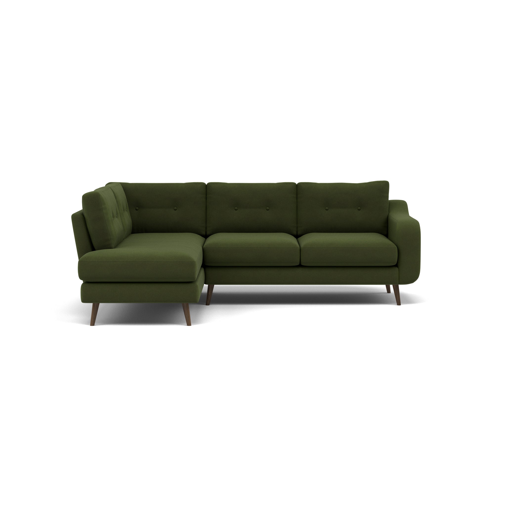 Phoebe Corner Sofa - Corner Group LHF Grade B - Left Hand Facing Corner Sofas Sterling Home 25 Plush Velvet Vine American Walnut