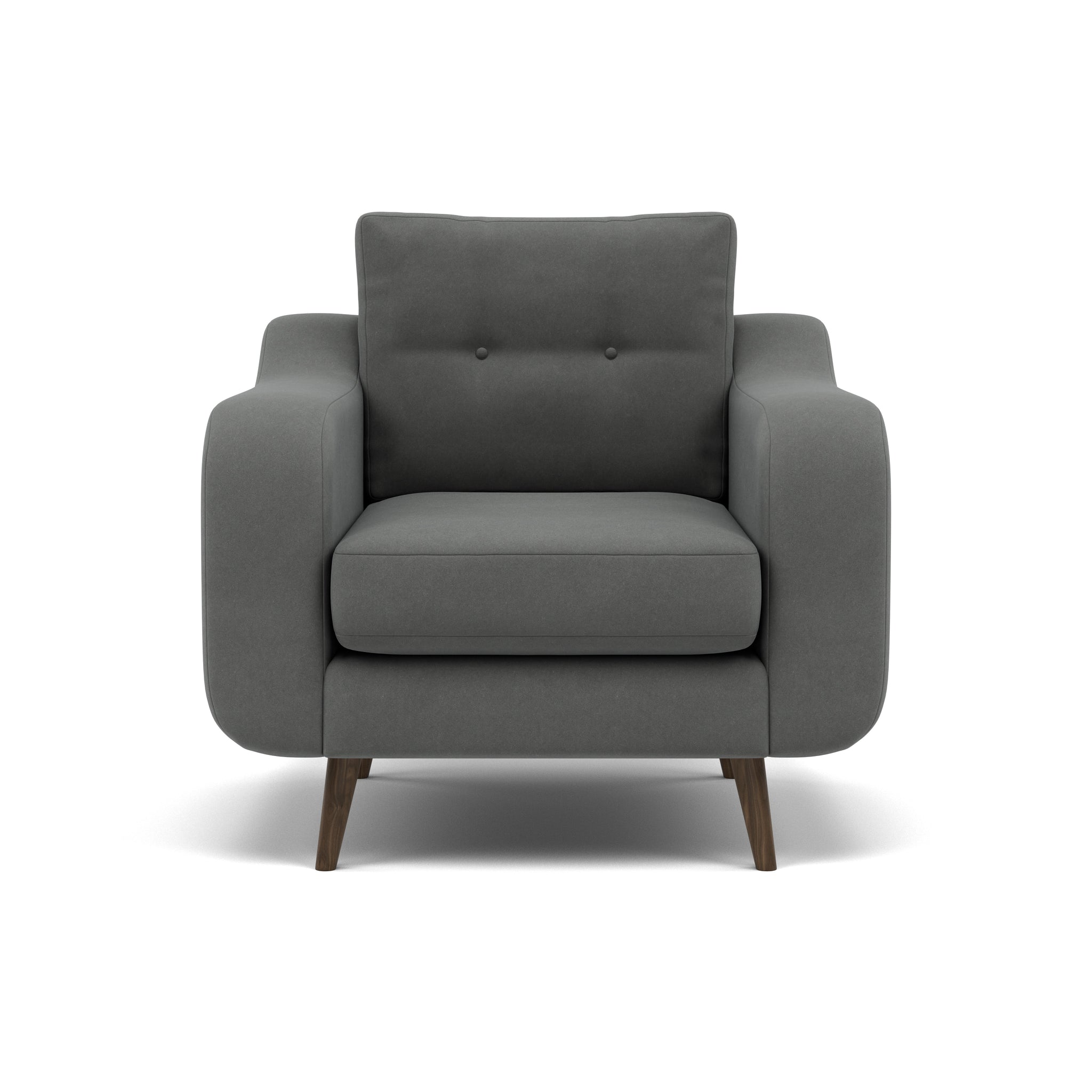 Phoebe Armchair - Chair Grade B Sterling Home 18 Plush Velvet Slate American Walnut