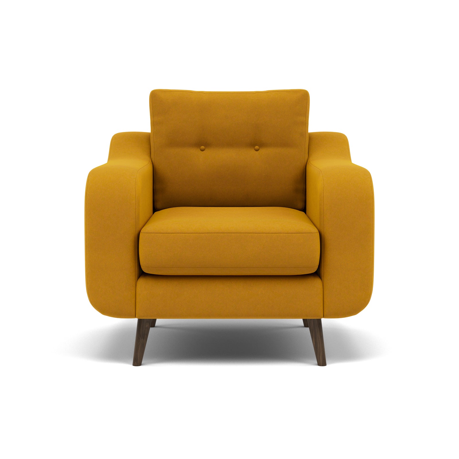 Phoebe Armchair - Chair Grade B Sterling Home 22 Plush Velvet Turmeric American Walnut