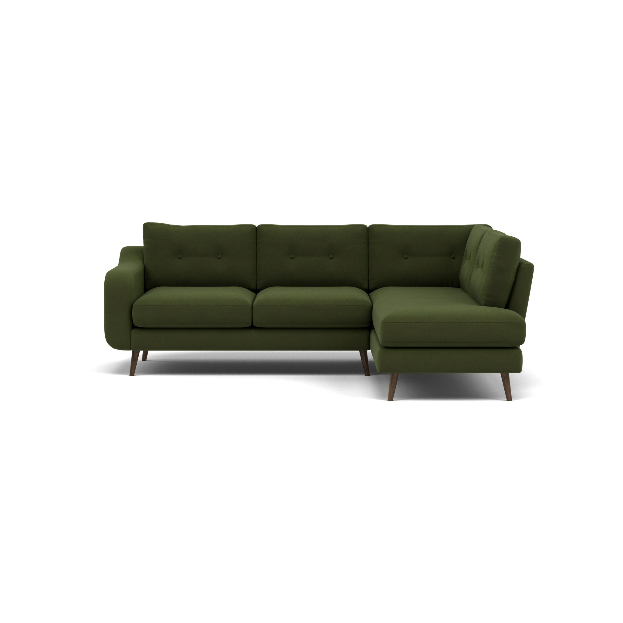 Phoebe Corner Sofa - Corner Group RHF Grade B - Right Hand Facing Corner Sofas Sterling Home 19 Plush Velvet Vine American Walnut