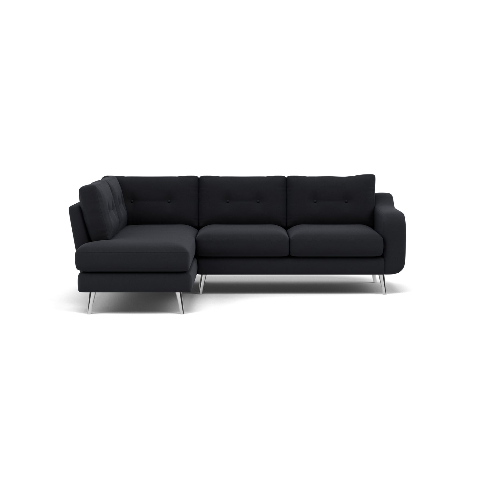 Phoebe Corner Sofa - Corner Group LHF Grade B - Left Hand Facing Corner Sofas Sterling Home 9 Plush Velvet Charcoal Chrome