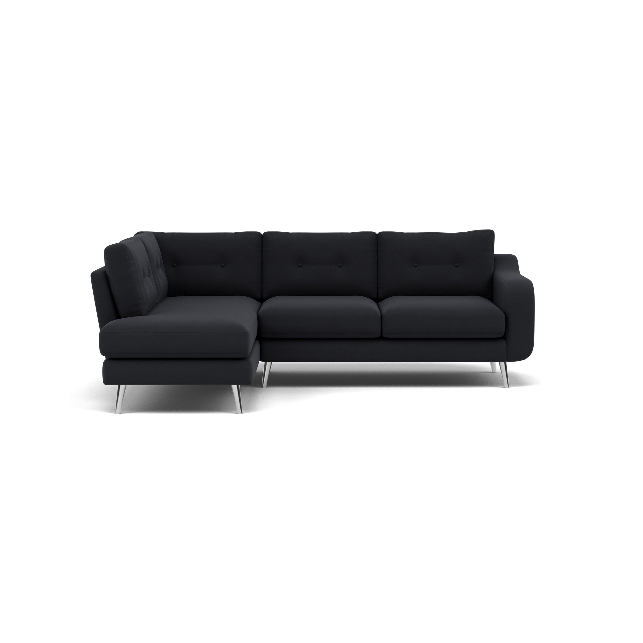 Phoebe Corner Sofa - Corner Group LHF Grade B - Left Hand Facing Corner Sofas Sterling Home 12 Plush Velvet Charcoal Chrome