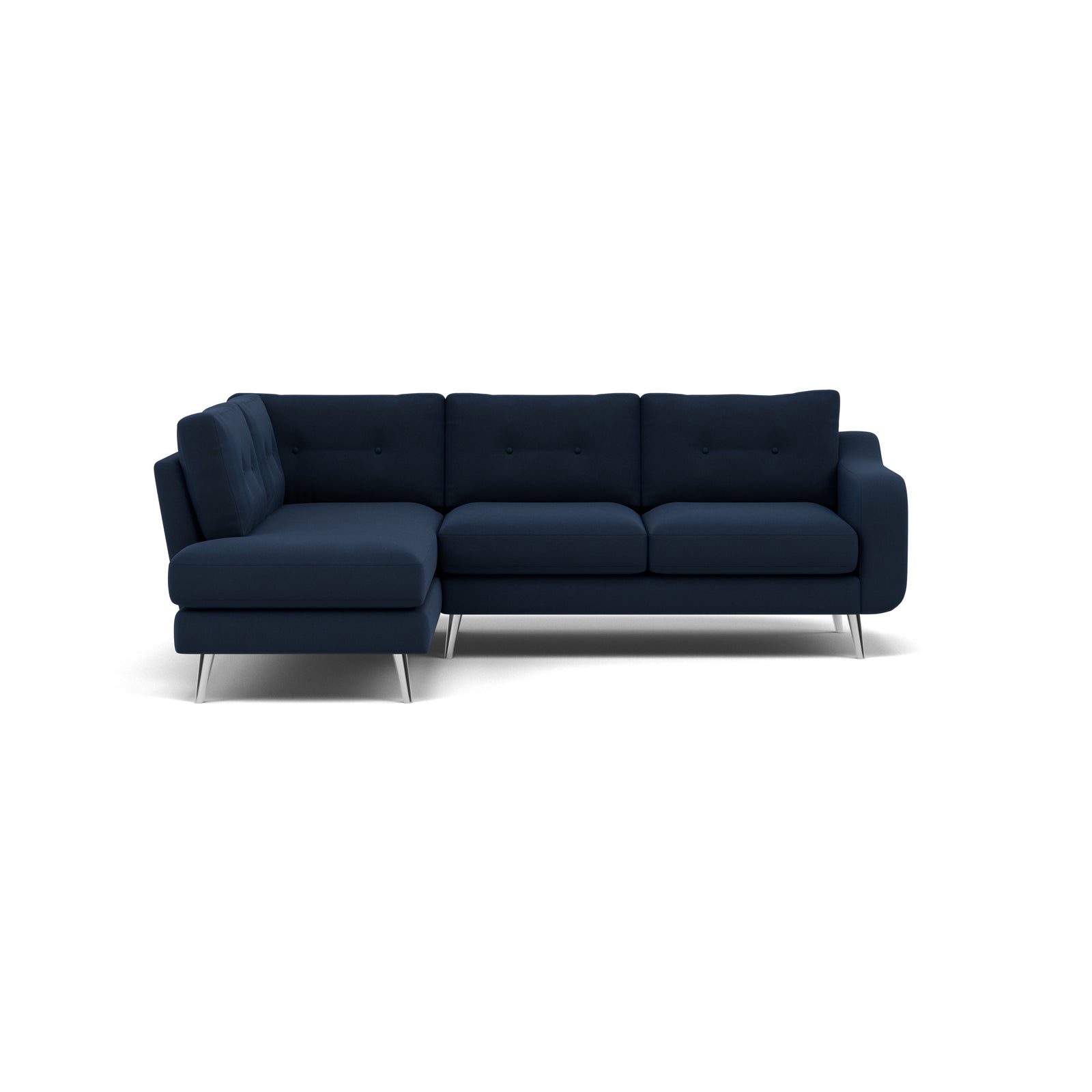 Phoebe Corner Sofa - Corner Group LHF Grade B - Left Hand Facing Corner Sofas Sterling Home 12 Plush Velvet Indigo Chrome