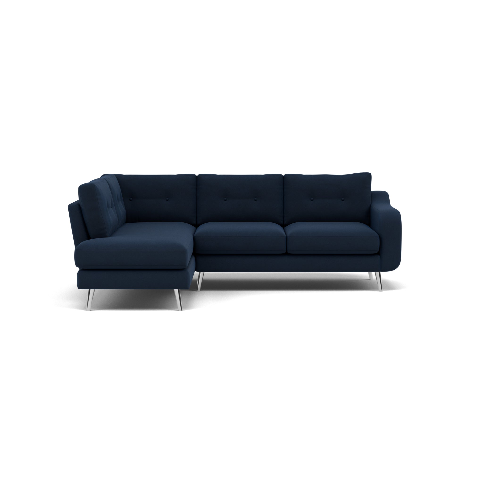 Phoebe Corner Sofa - Corner Group LHF Grade B - Left Hand Facing Corner Sofas Sterling Home 15 Plush Velvet Indigo Chrome