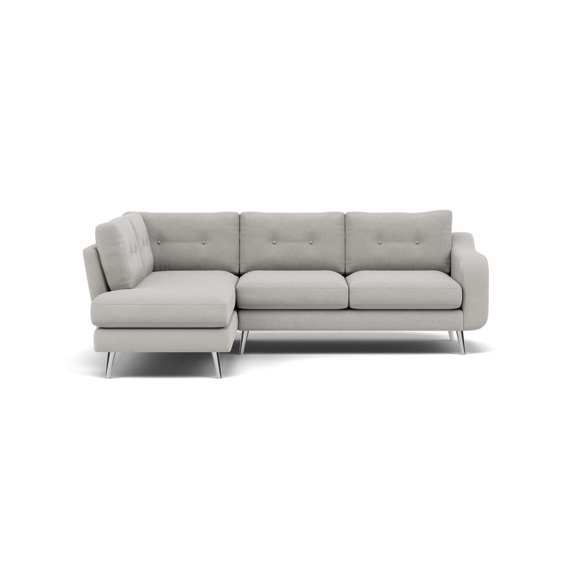 Phoebe Corner Sofa - Corner Group LHF Grade B - Left Hand Facing Corner Sofas Sterling Home 21 Plush Velvet Silver Chrome