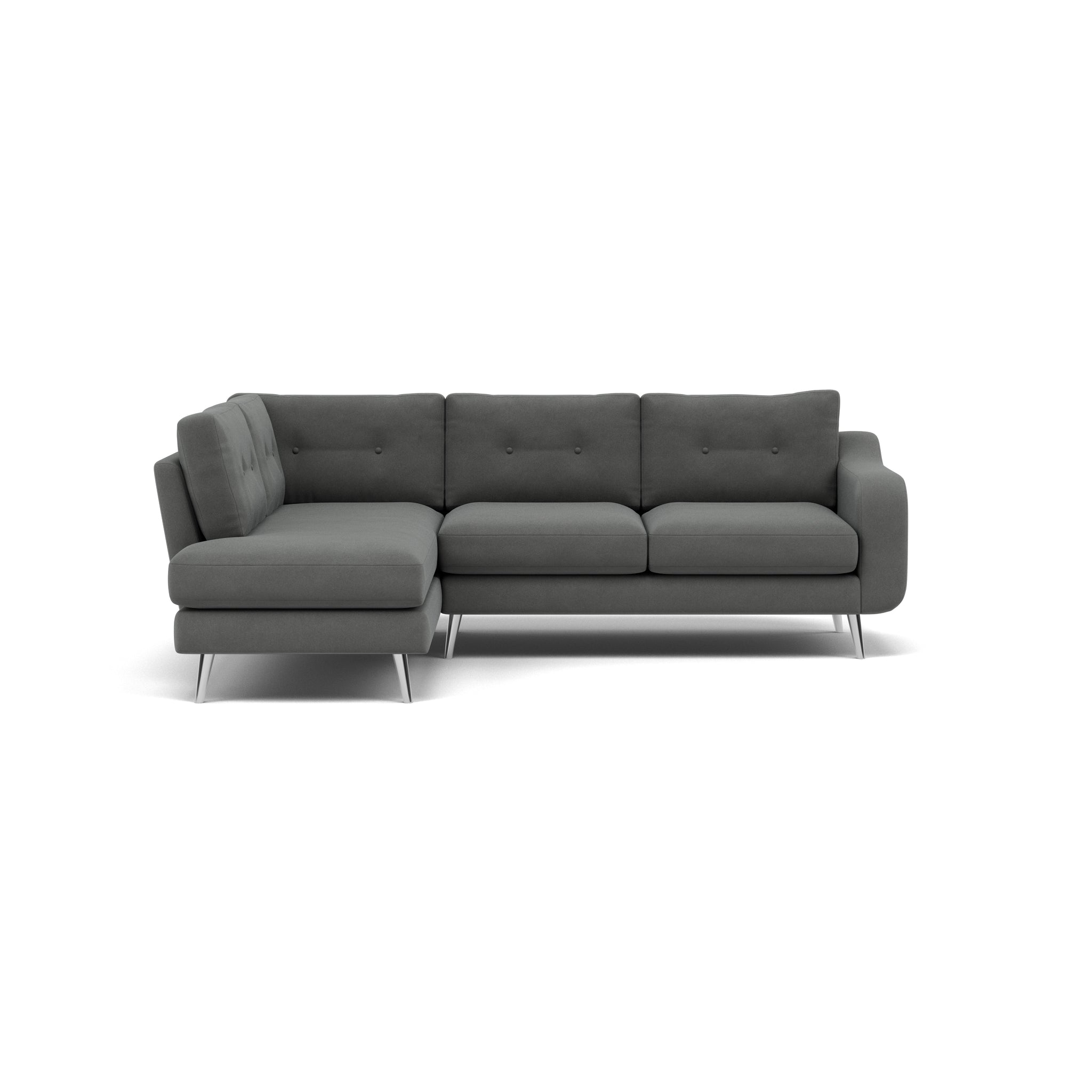 Phoebe Corner Sofa - Corner Group LHF Grade B - Left Hand Facing Corner Sofas Sterling Home 24 Plush Velvet Slate Chrome