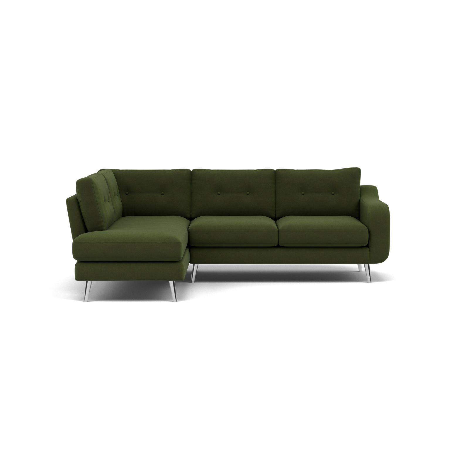 Phoebe Corner Sofa - Corner Group LHF Grade B - Left Hand Facing Corner Sofas Sterling Home 22 Plush Velvet Vine Chrome