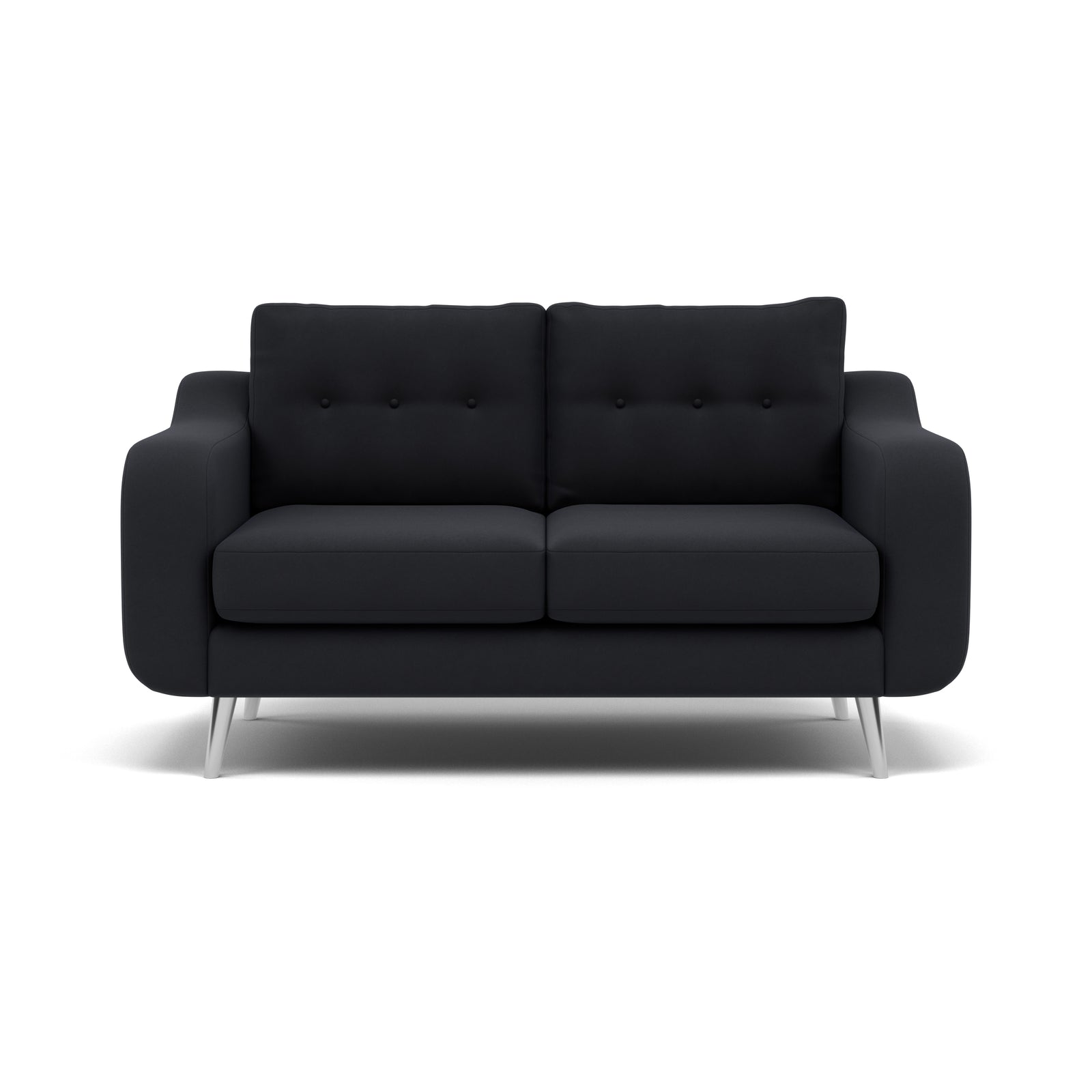 Phoebe 2 Seater Sofa - Small Sofa Standard Back Grade B 2 Seater Sofas Sterling Home 11 Plush Velvet Charcoal Chrome