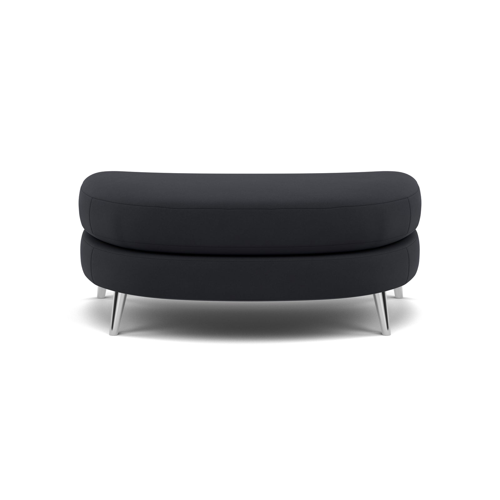 Phoebe Oval Footstool - Oval Cuddler Stool Grade B Footstools Sterling Home 9 Plush Velvet Charcoal Chrome