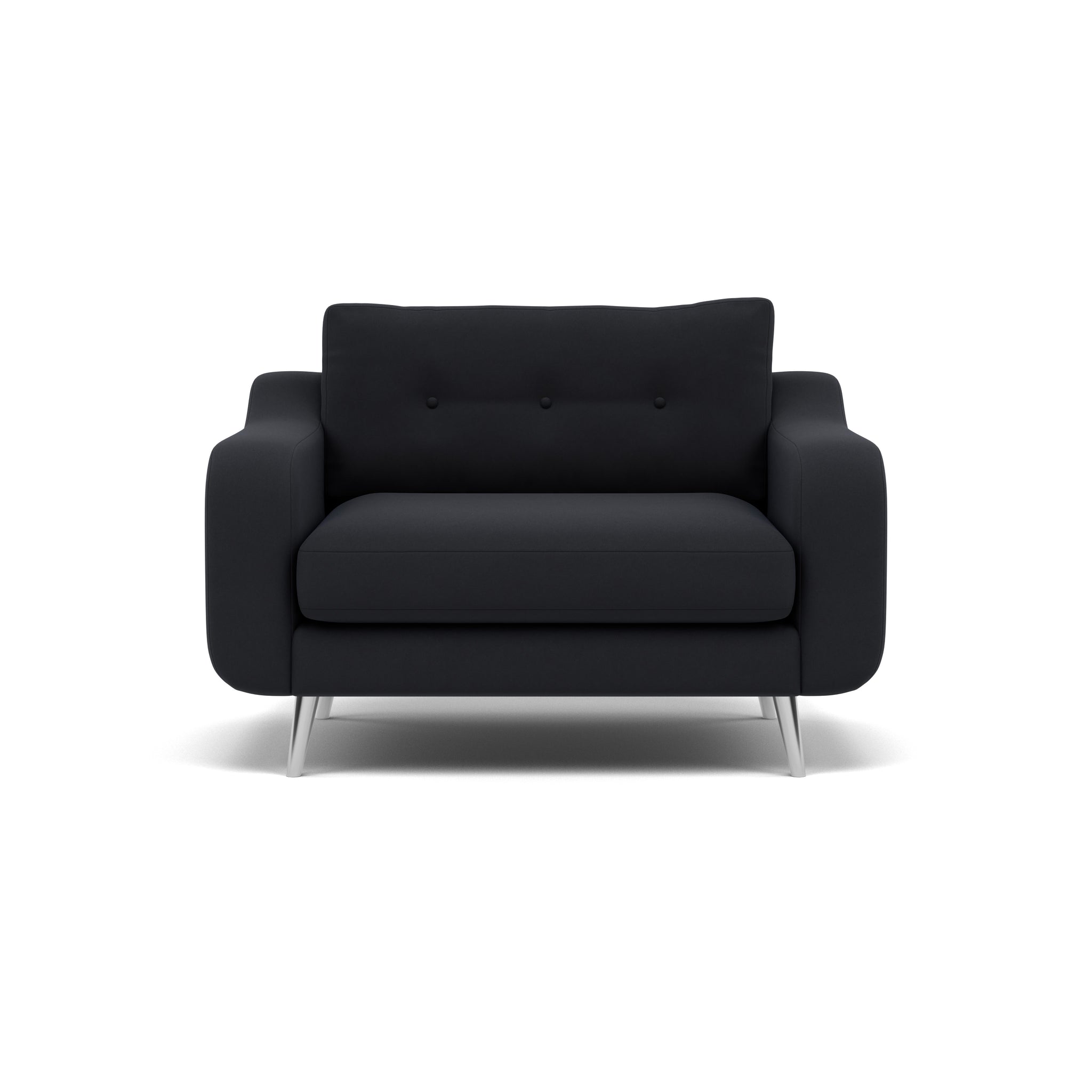 Phoebe Loveseat - Snuggler Chair Grade B Loveseats Sterling Home 12 Plush Velvet Charcoal Chrome
