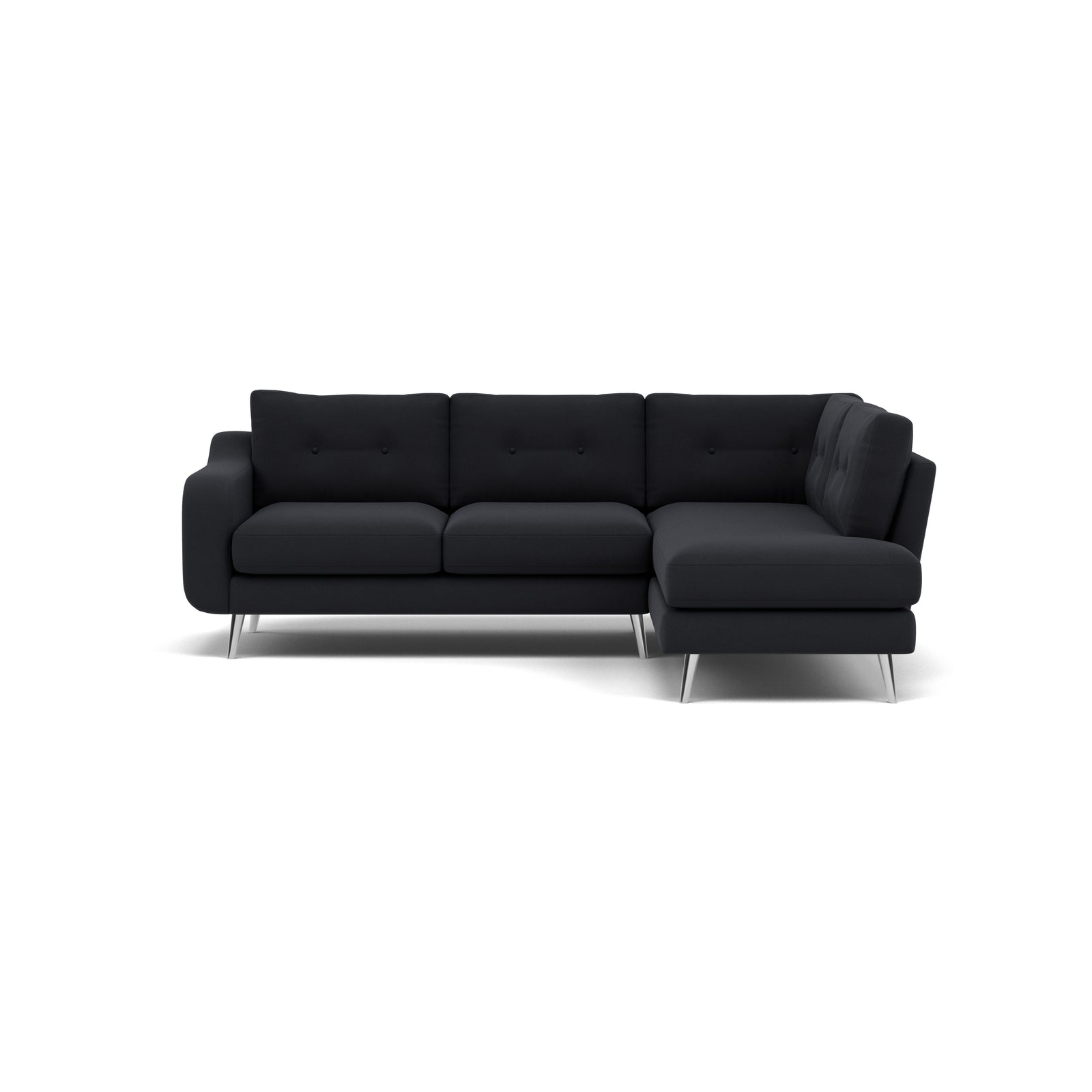 Phoebe Corner Sofa - Corner Group RHF Grade B - Right Hand Facing Corner Sofas Sterling Home 9 Plush Velvet Charcoal Chrome