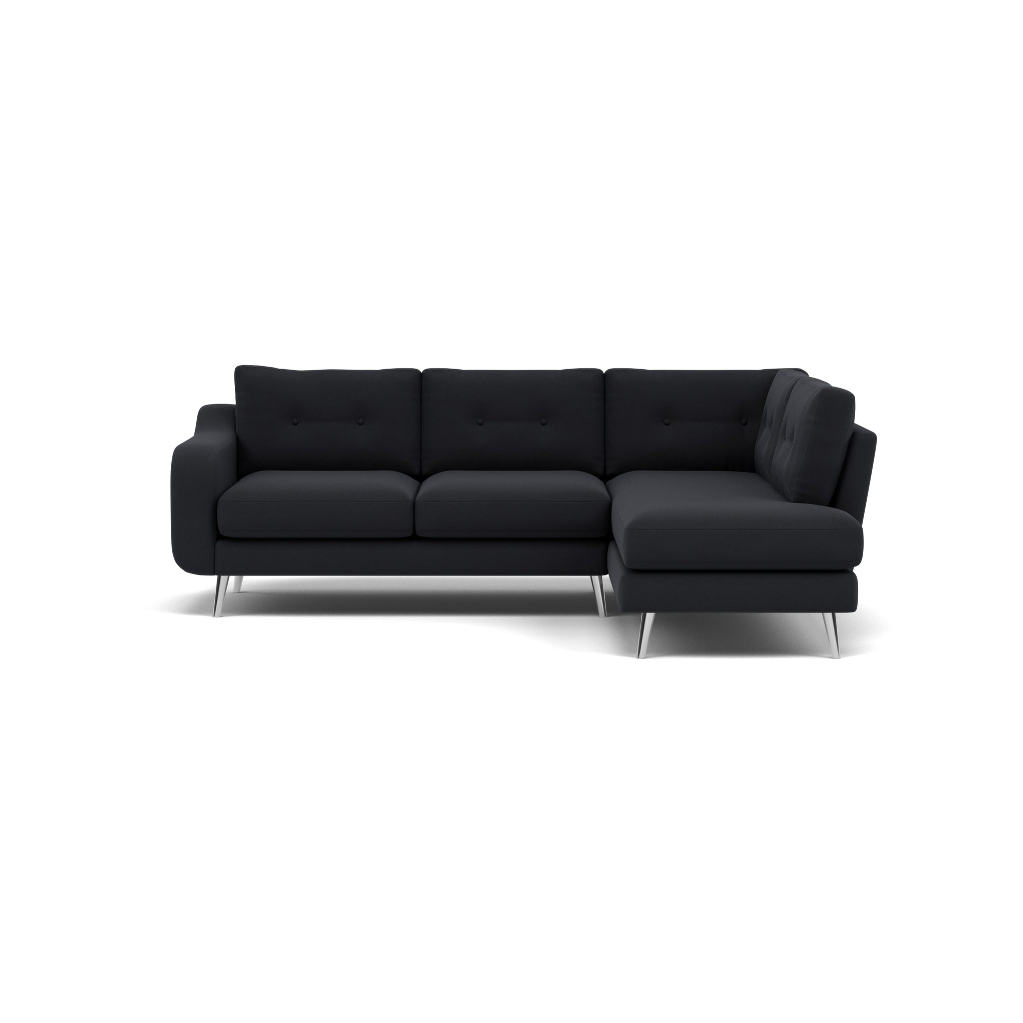 Phoebe Corner Sofa - Corner Group RHF Grade B - Right Hand Facing Corner Sofas Sterling Home 9 Plush Velvet Charcoal Chrome